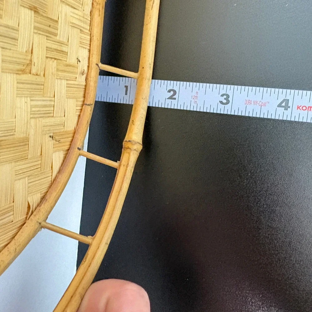 Vintage Bamboo Serving Trays Lot of 7 Tan Woven Rattan Boho Decor Tiki TV Lap